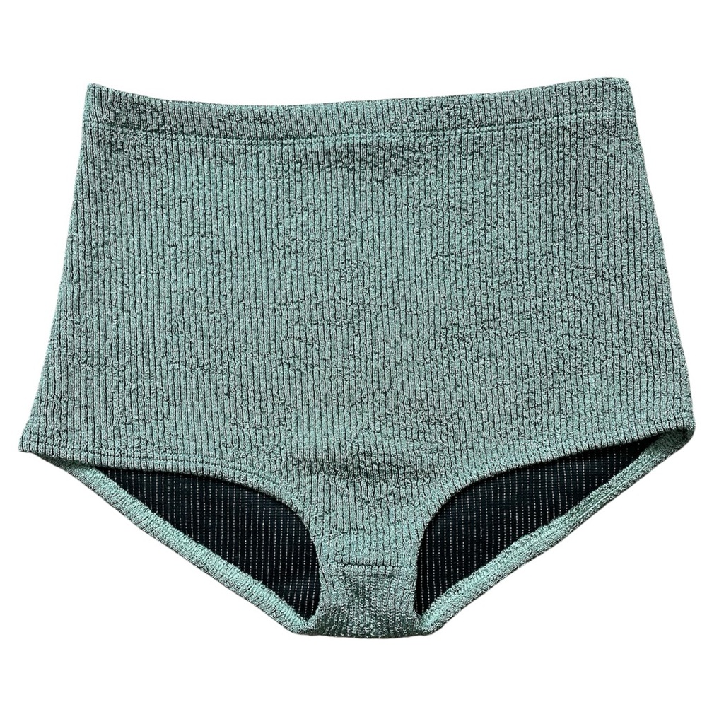 Zara Textured Green Sparkle Micro Mini Shorts Small